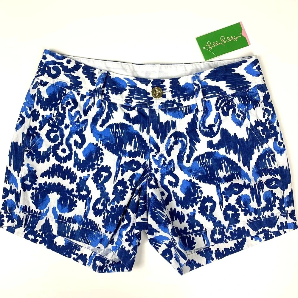 NWT Lilly Pulitzer Callahan 5" Inseam Shorts sz 0 Beach Bathers Ikat Flamingos - Picture 2 of 4